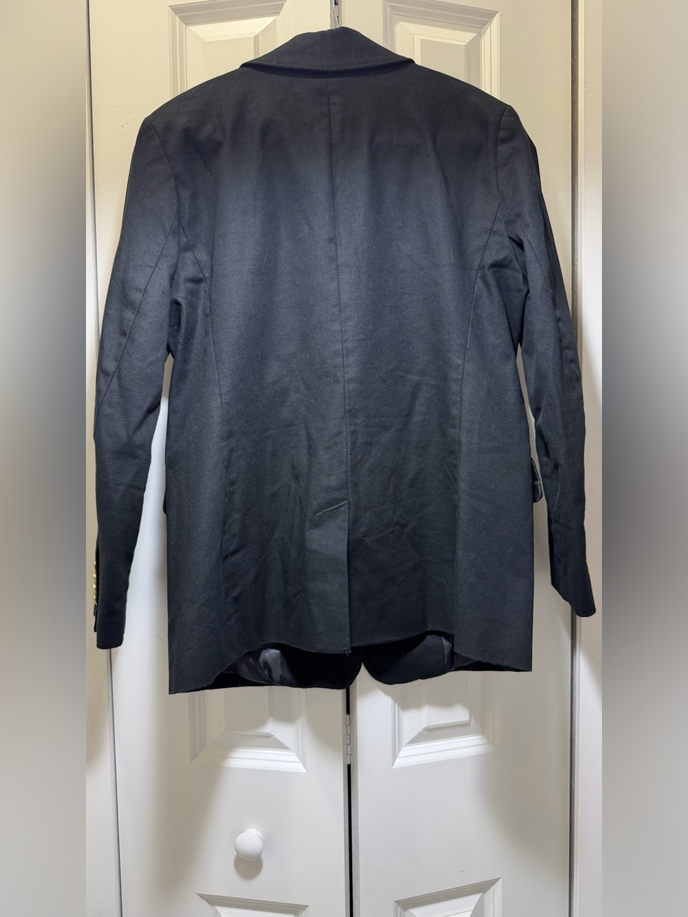 Banana Republic Factory Icon Women Blazer 12 Petite Navy Blue Gold Button 569851 - Picture 5 of 9
